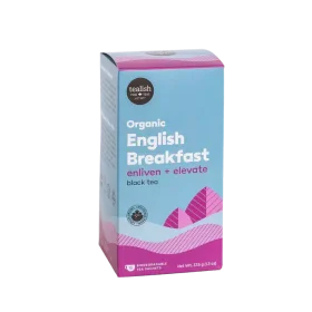 Tealish Organic English Breakfast Tea box and pyramid bags