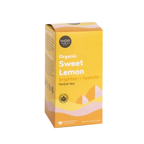 Tealish Organic Sweet Lemon Tea box and pyramid bags