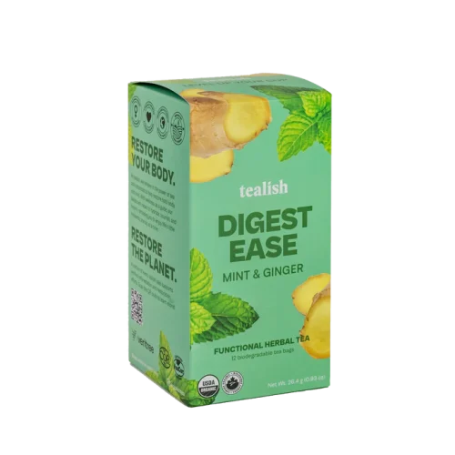 Tealish Digest Ease Functional Herbal Tea box with tea bags