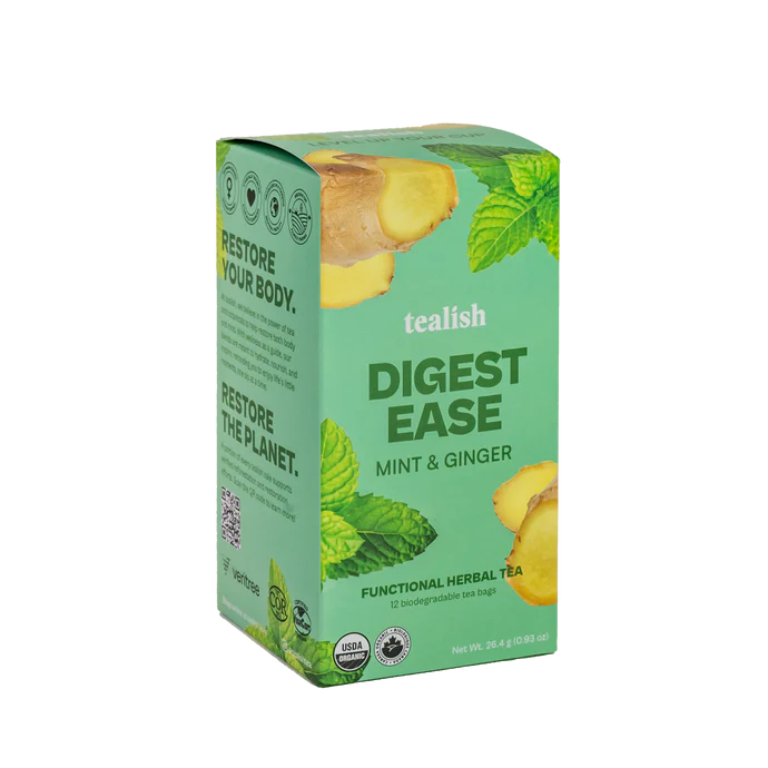 Tealish Digest Ease Functional Herbal Tea box with tea bags