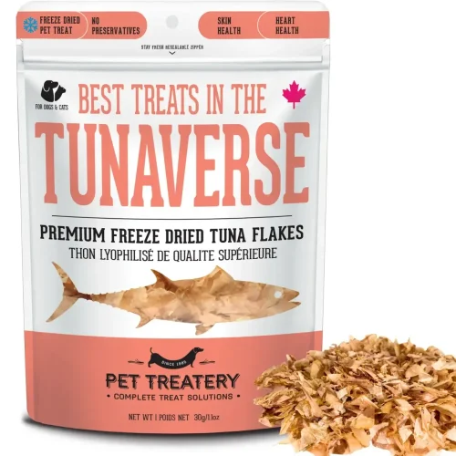 Best Treat in the Tunaverse Package of Granville Island Pet Treatery Freeze Dried Tuna Flakes for dogs and cats