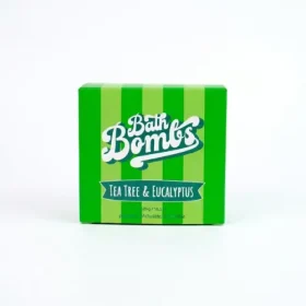 12 pack of Happy Hippo Bath Co Tea Tree and Eucalyptus Cube Bombs in sustainable packaging