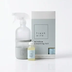 Refillable glass spray bottle with silicone sleeve for natural streak free window cleaner