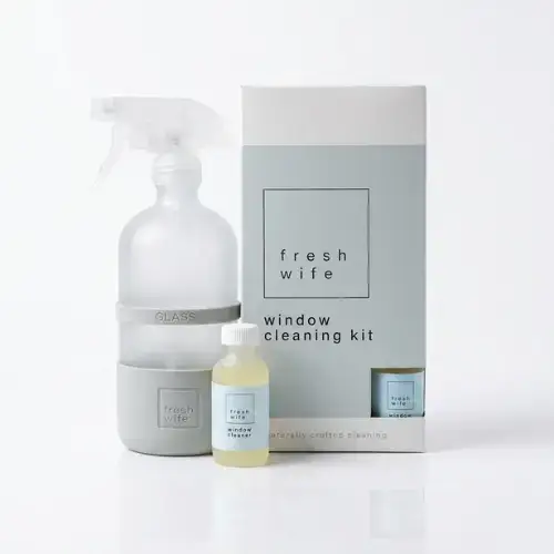 Refillable glass spray bottle with silicone sleeve for natural streak free window cleaner