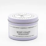 Jar of Coconut Candle Company West Coast Essential Oil Candle with minimalist label
