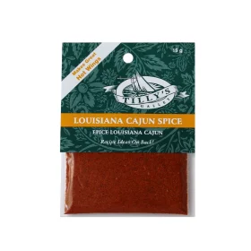 Package of Tilly's Galley Louisiana Cajun Spice Blend on a clean background