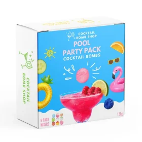Assorted multi pack of Cocktail Bomb Shop Pool Party drink bombs in colorful retail packaging