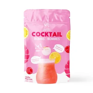 two pack of Cocktail Bomb Shop Raspberry Lemonade drink bombs in eco friendly wrapping