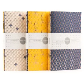 Ensemble de trois carnets de poche Porchlight Press Geometric II Series avec motifs métalliques