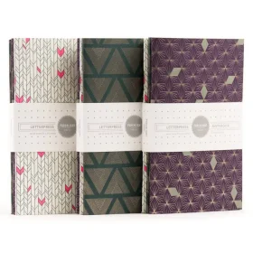 Set of three Porchlight Press Graphic Series pocket notebooks with bold abstract block designs