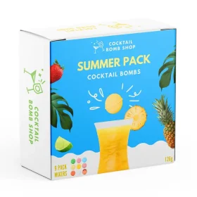 Assorted multi pack of Cocktail Bomb Shop Summer drink bombs in bright seasonal retail packaging