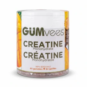 GUMvees Creatine Monohydrate Gummies 60 Count bottle standing on a plain white background