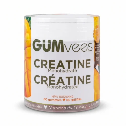 GUMvees Creatine Monohydrate Gummies 60 Count bottle standing on a plain white background