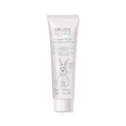 Druide Baby Sunscreen SPF30 tube standing on a plain white background