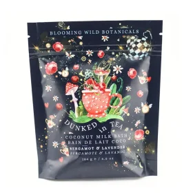 Blooming Wild Dunked in Tea Coconut Milk Bath bag standing on a plain white background