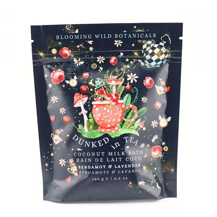 Dunked in Tea Coconut Milk Bath Blooming Wild Dunked in Tea Coconut Milk Bath bag standing on a plain white background