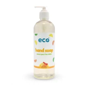 Eco Company 500ml hand soap dispenser bottles showing different scent labels against a plain white background