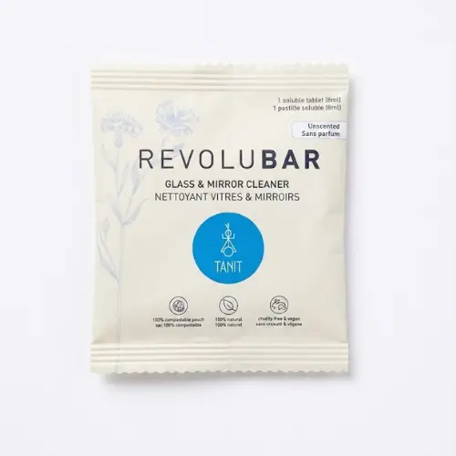 TANIT Glass Cleaner Refill compostable pouch on a plain white background