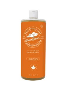 Green Beaver Zesty Orange All-in-One Pure Castile Soap bottle standing on a plain white background