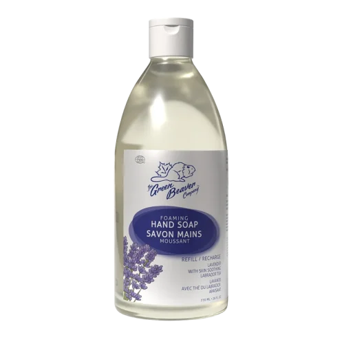 Green Beaver Lavender Foaming Hand Soap Refill bottle standing on a plain white background
