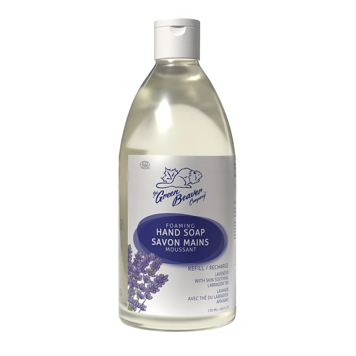 Green Beaver Foaming Hand Soap Refill - Lavender Green Beaver Lavender Foaming Hand Soap Refill bottle standing on a plain white background