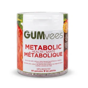 GUMvees Strawberries & Cream Metabolic Health Gummies 60 Count bottle standing on a plain white background