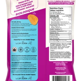 Humble Barbecue Organic Potato Chips 135g bag standing on a plain white background back label