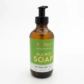 Molloy's 500ml Key Lime Pie hand soap in a reusable glass dispenser bottle