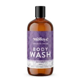 Molloy's Soap Lavender Body Wash bottle standing neatly against a plain white background