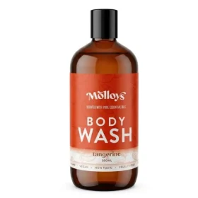 Molloy's Soap Tangerine Body Wash bottle standing neatly against a plain white background