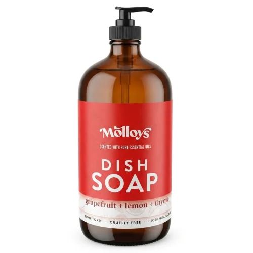 Molloy's Soap Grapefruit, Lemon & Lime Liquid Dish Soap bottle standing neatly against a plain white background