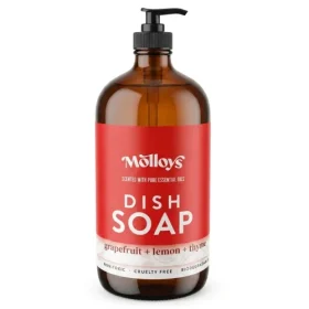 Molloy's Soap Grapefruit, Lemon &amp; Lime Liquid Dish Soap bottle standing neatly against a plain white background
