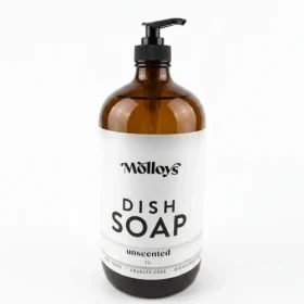Molloy's Soap Unscented Liquid Dish Soap bottle standing neatly against a plain white background