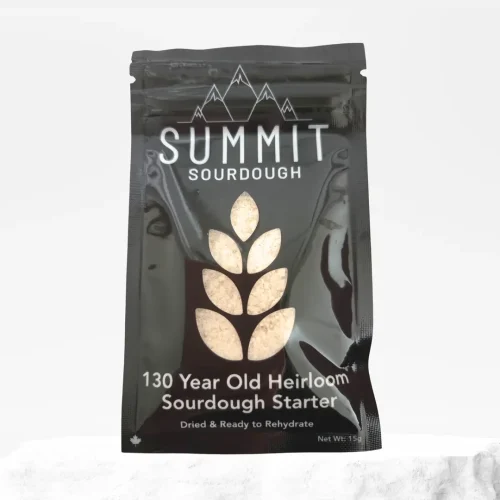 Summit Sourdough 130 Year Old Heirloom Starter package standing on a plain white background