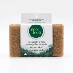 A neatly stacked 3-pack of Eco Loco walnut scouring pads