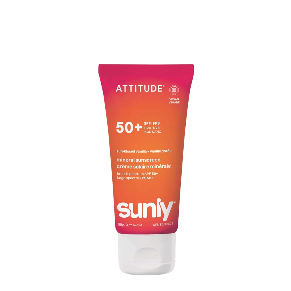 Attitude Mineral Sunscreen - Spf 50 Sunkissed Vanilla ATTITUDE Mineral Sunscreen SPF 50 tube standing upright