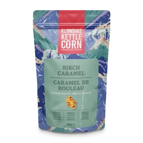 Klondike Kettle Corn Birch Syrup Caramel standing on a plain white background