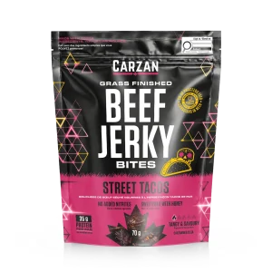 Bag of Carzan Meats Street Taco Grass-Fed Beef Jerky Bites