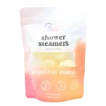 Small Batch Soaps Grapefruit Orange Shower Steamers package standing on a plain white background