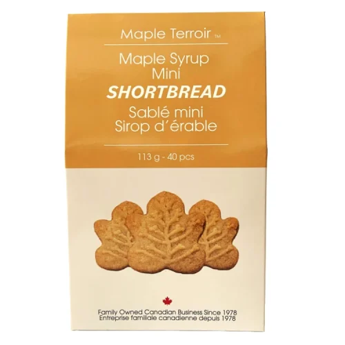 Maple Terroir MapleMiniShortbreadCookiesFront Package of Maple Terroir Maple Leaf Mini Shortbread Cookies