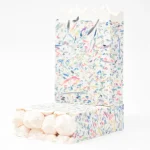 Small Batch Soaps Confetti Cake Soap bar standing upright on a plain white background