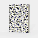 Navy and Gold Patchwork Butterfly Spiral Notebook
