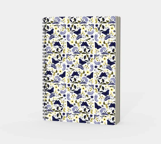mediocrely drawn butterfly notebook Navy and Gold Patchwork Butterfly Spiral Notebook