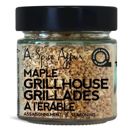 Seasoned grilled pork chops topped with maple grillhouse spice rub