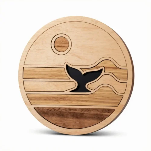 Foxwood Gifts - Montagne russe Ocean Whale Tail Coaster - Incrustation en bois Montagne russe Ingle Foxwood Gifts Ocean Whale Tail Wood Inlay Roller Coaster