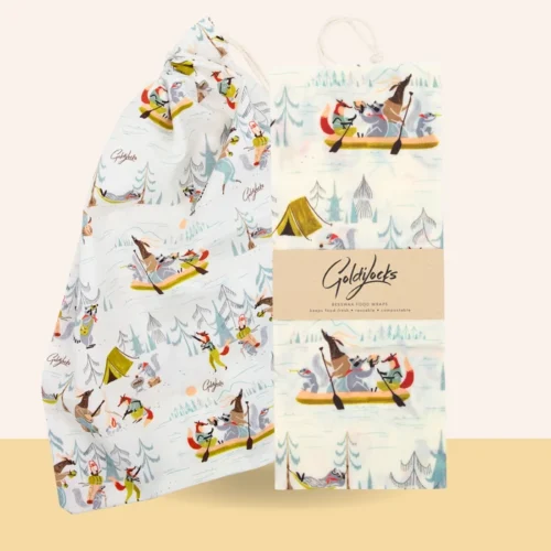 Objets Boucle d’Or - Set de sacs à pain Furry Friends Ensemble de sacs à pain en cire d’abeille réutilisables Boucle d’Or Compagnons Poilues