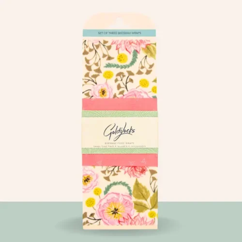 Goldilocks Reusable Beeswax Food Wraps Pink Floral Set of 3