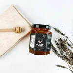 Hereward Farms Lavender + Sunflower Honey jar on a kitchen counter
