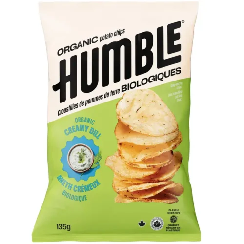 Humble Chips Creamy Dill Organic Potato Chips Bag of Humble Potato Chips Creamy Dill Organic Potato Chips standing upright