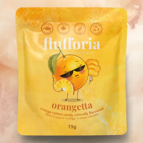 Flufforia Orange Organic Cotton Candy Flufforia Orangetta Orange Creamsicle Flavored Cotton Candy 15g pouch with orange cotton candy